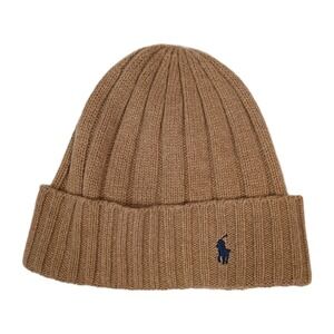 NEW Polo Ralph Lauren Men's Beanie Skull Cap Tan /Brown Navy Blue Wool Blend OS